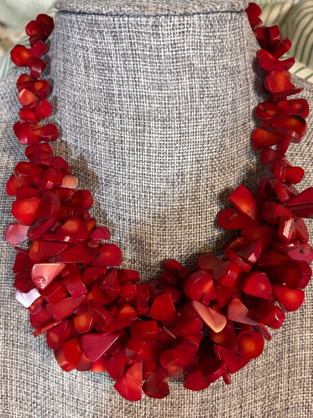 Vintage natural red bamboo coral necklace